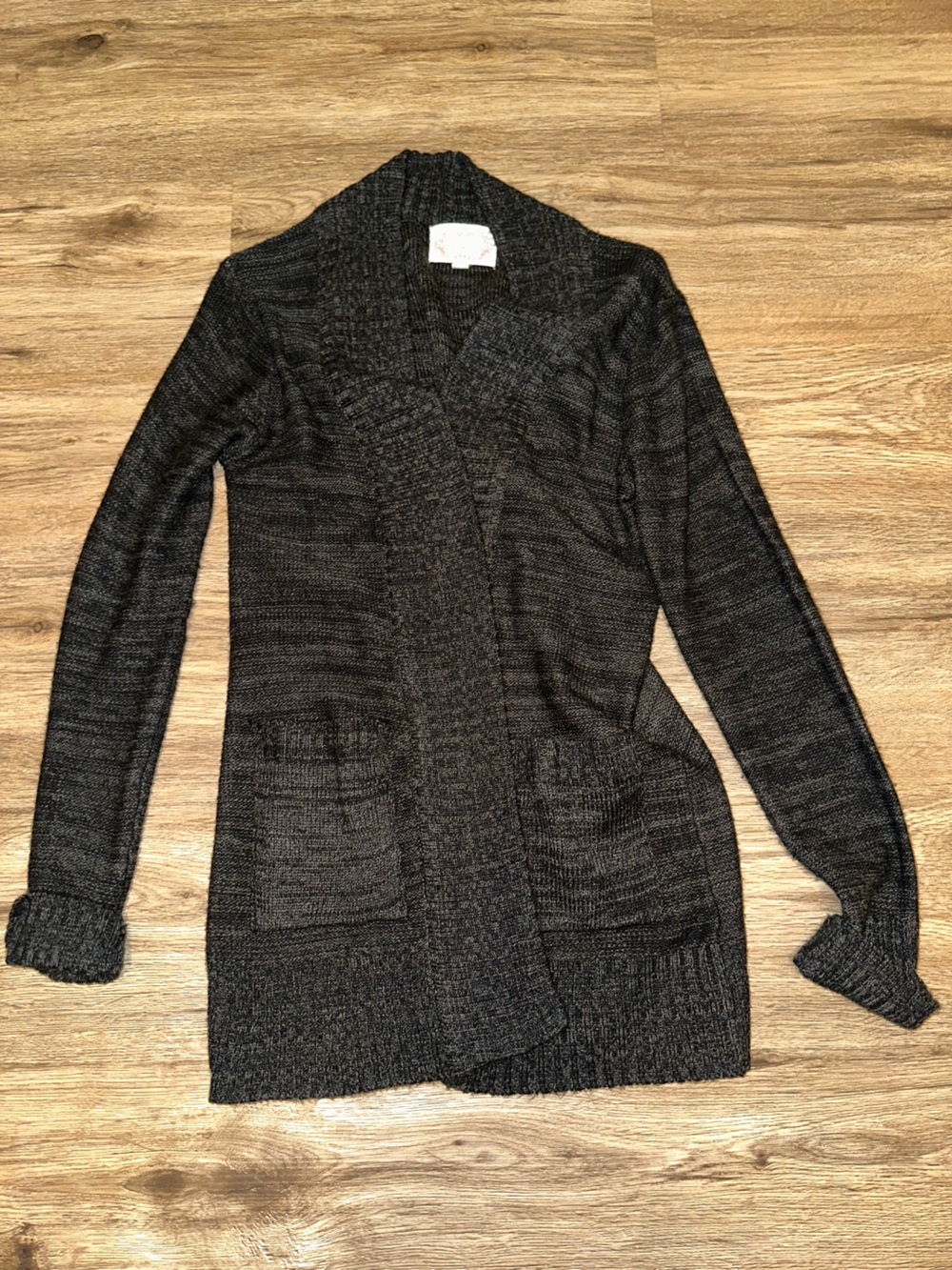 Anthropologie Dark Gray Knit Open-Front Cardigan